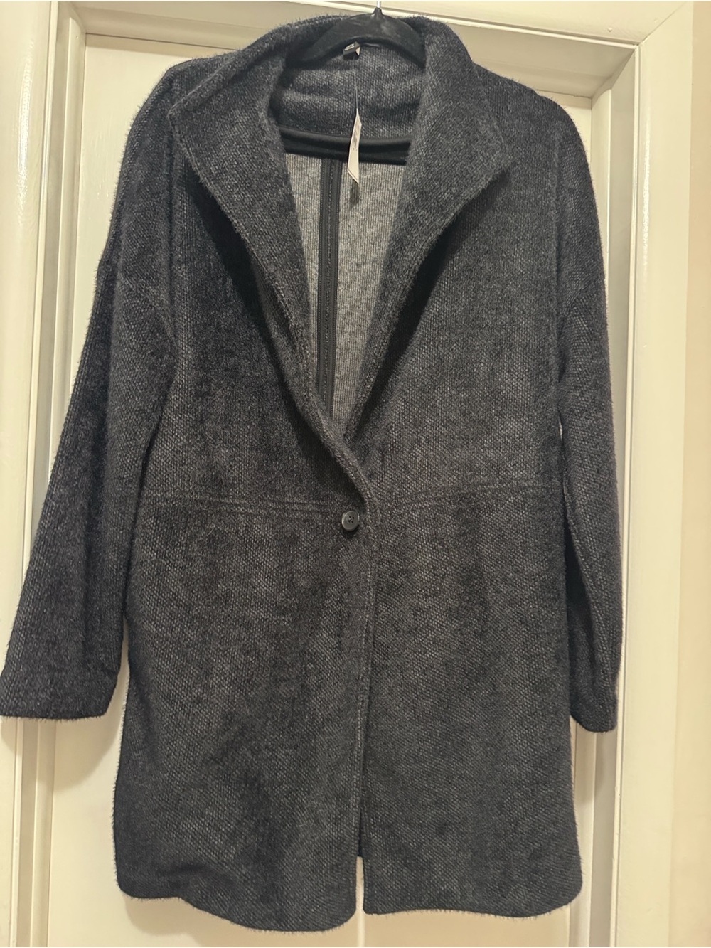 Banana Republic Charcoal Black Single-Button Knit Trench Coat